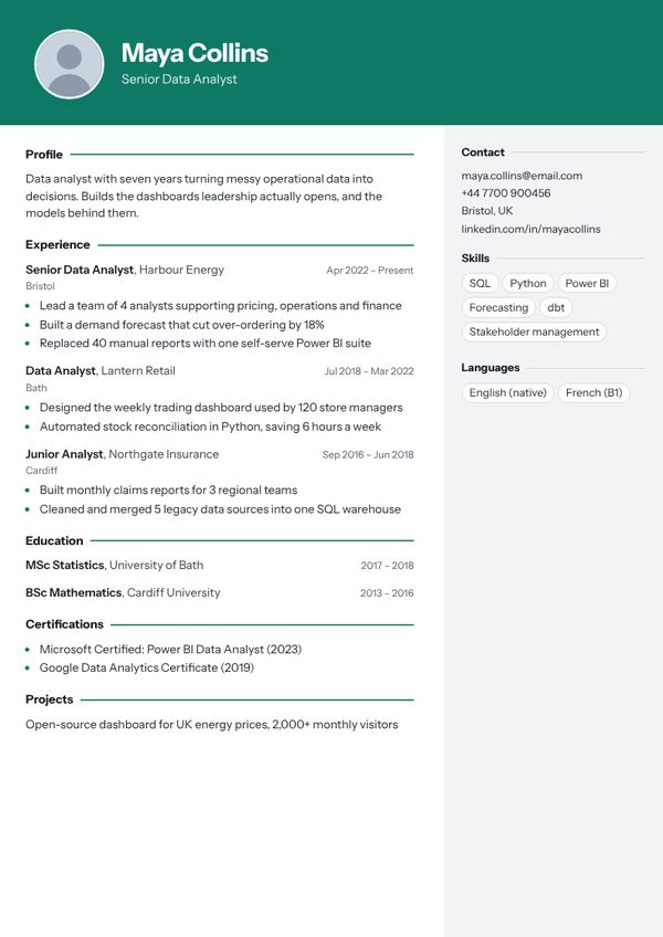 Modern CV template